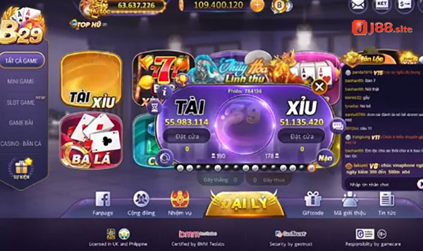 Giao diện tham gia giải trí tại cổng game B29 club